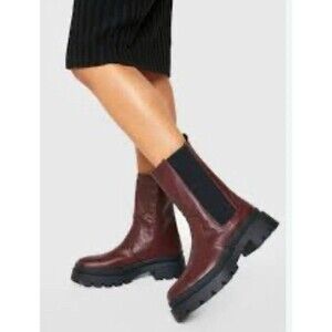 Alohas Women's Boots Sz 6.5 Burgundy Made in Spain Chunky Platform